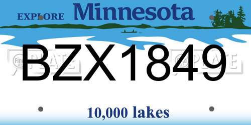 BZX1849 Minnesota License Plate