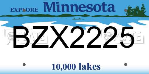 BZX2225 Minnesota License Plate