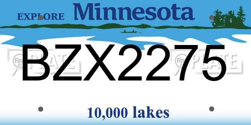 BZX2275 Minnesota License Plate