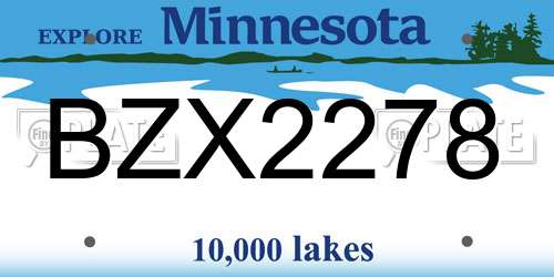 BZX2278 Minnesota License Plate