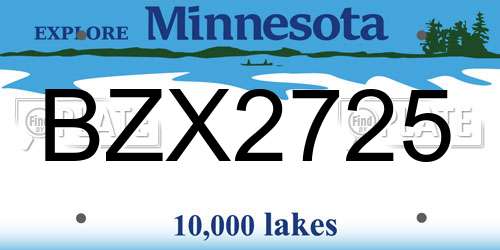 BZX2725 Minnesota License Plate