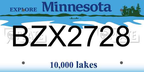 BZX2728 Minnesota License Plate