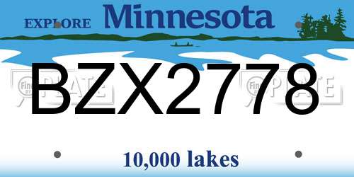 BZX2778 Minnesota License Plate