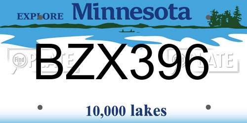 BZX396 Minnesota License Plate