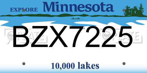 BZX7225 Minnesota License Plate