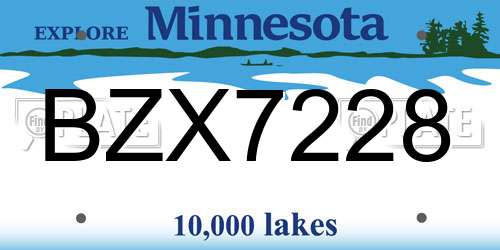 BZX7228 Minnesota License Plate