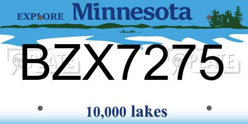 BZX7275 Minnesota License Plate