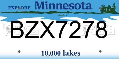 BZX7278 Minnesota License Plate