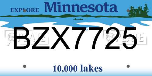 BZX7725 Minnesota License Plate