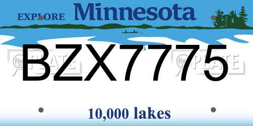 BZX7775 Minnesota License Plate