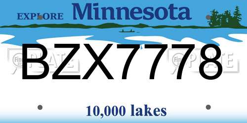 BZX7778 Minnesota License Plate