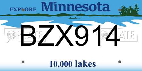 BZX914 Minnesota License Plate