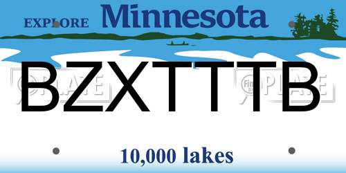 BZXTTTB Minnesota License Plate