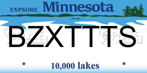 BZXTTTS Minnesota License Plate
