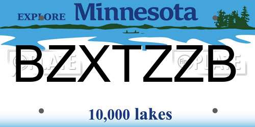 BZXTZZB Minnesota License Plate