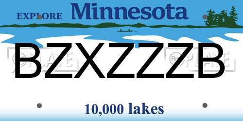 BZXZZZB Minnesota License Plate