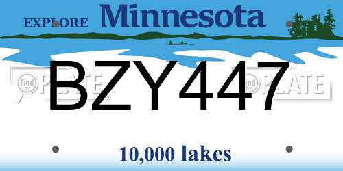 BZY447 Minnesota License Plate