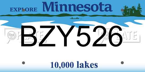 BZY526 Minnesota License Plate
