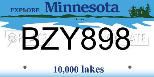 BZY898 Minnesota License Plate