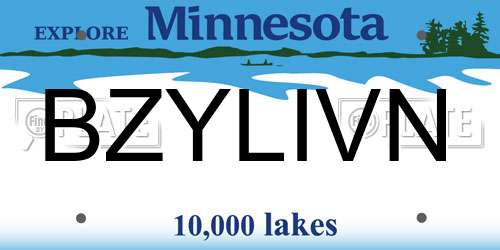 BZYLIVN Minnesota License Plate