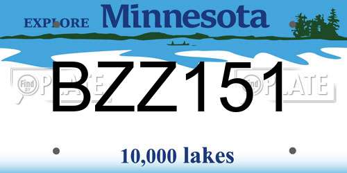 BZZ151 Minnesota License Plate