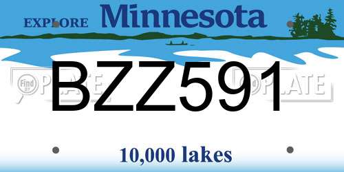 BZZ591 Minnesota License Plate