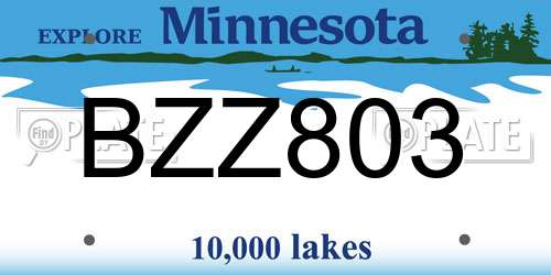BZZ803 Minnesota License Plate