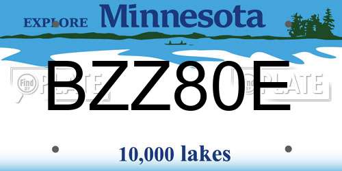 BZZ80E Minnesota License Plate