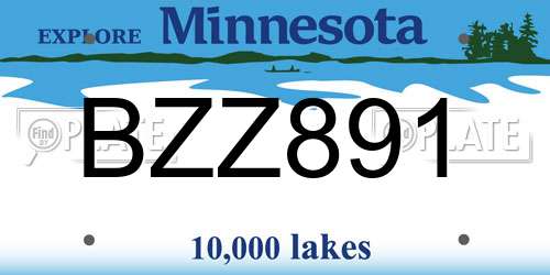 BZZ891 Minnesota License Plate