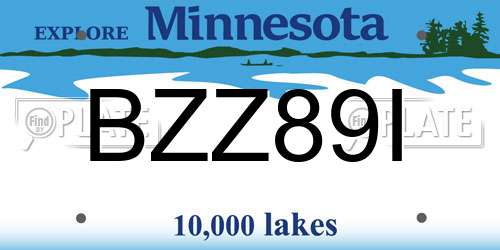 BZZ89I Minnesota License Plate