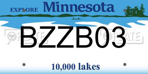 BZZB03 Minnesota License Plate