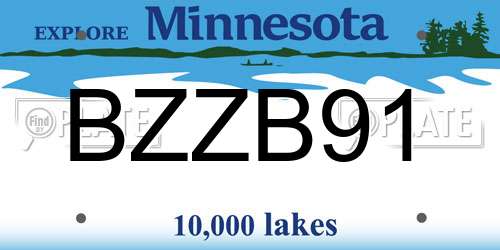 BZZB91 Minnesota License Plate