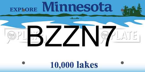 BZZN7 Minnesota License Plate