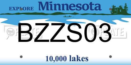 BZZS03 Minnesota License Plate