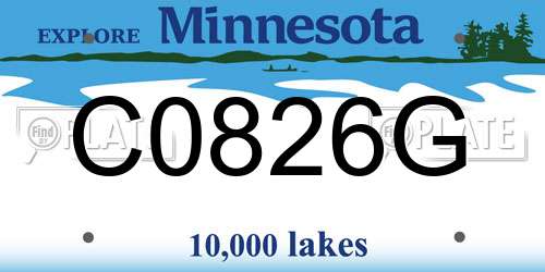C0826G Minnesota License Plate