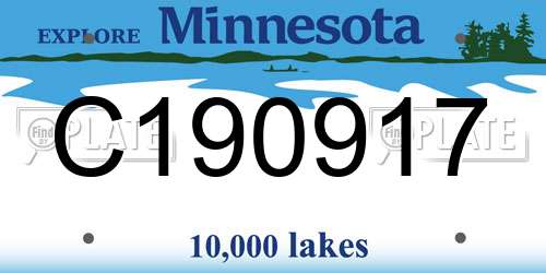 C190917 Minnesota License Plate