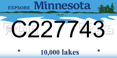C227743 Minnesota License Plate