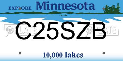 C25SZB Minnesota License Plate