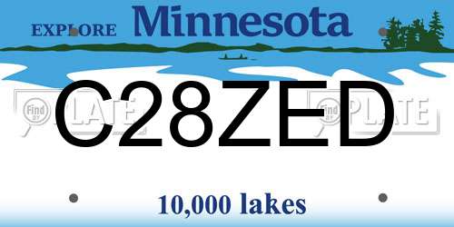 C28ZED Minnesota License Plate