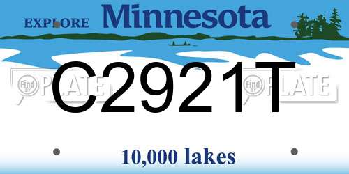 C2921T Minnesota License Plate