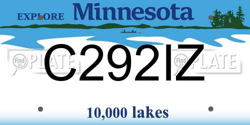 C292IZ Minnesota License Plate