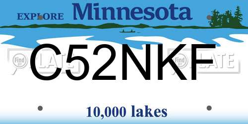 C52NKF Minnesota License Plate