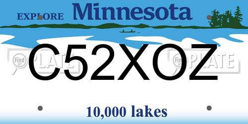 C52XOZ Minnesota License Plate