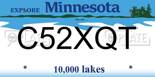 C52XQT Minnesota License Plate