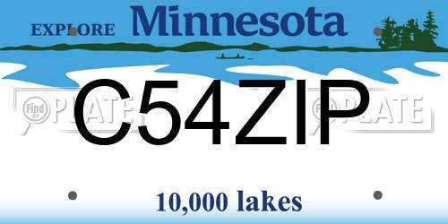 C54ZIP Minnesota License Plate
