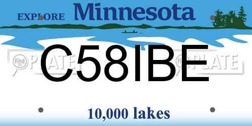 C58IBE Minnesota License Plate