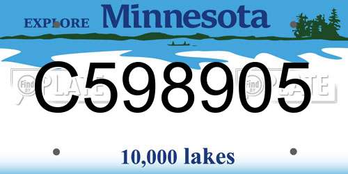 C598905 Minnesota License Plate
