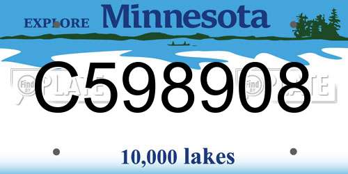 C598908 Minnesota License Plate