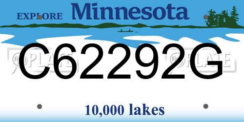 C62292G Minnesota License Plate