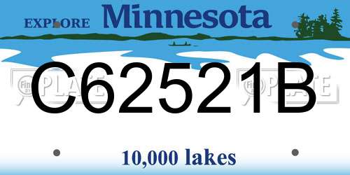 C62521B Minnesota License Plate